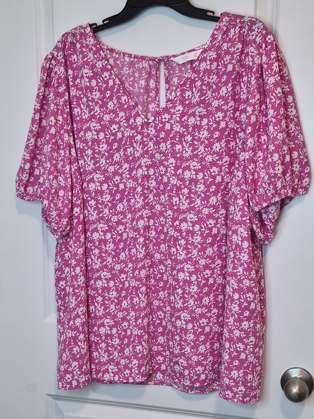 Lc Lauren Conrad Pink Floral Short-Sleeve Women’s Blouse Size 3X